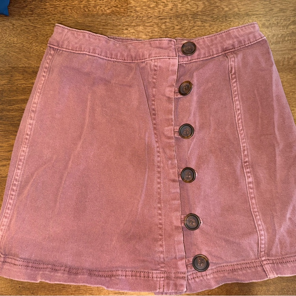 Altar'd State Mauve Button-Front Mini Skirt